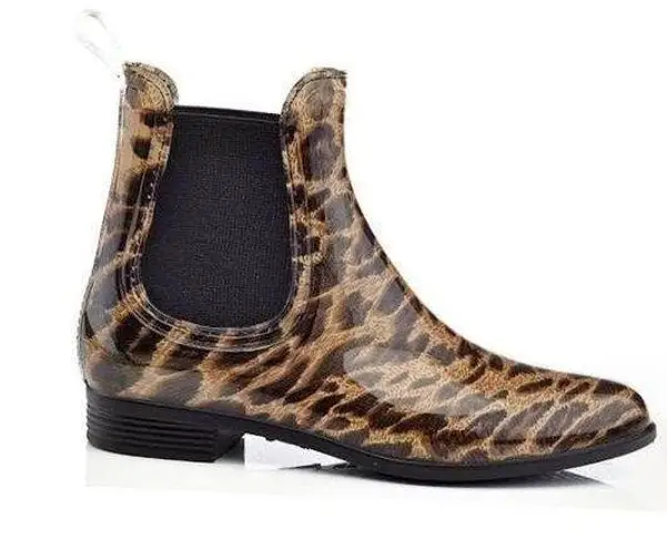 NEW Henry Ferrera Shiny Leopard Print Rain Boot Size 8