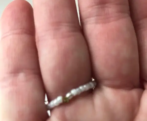 Beaded Thumb Ring White Clear Handmade Vintage