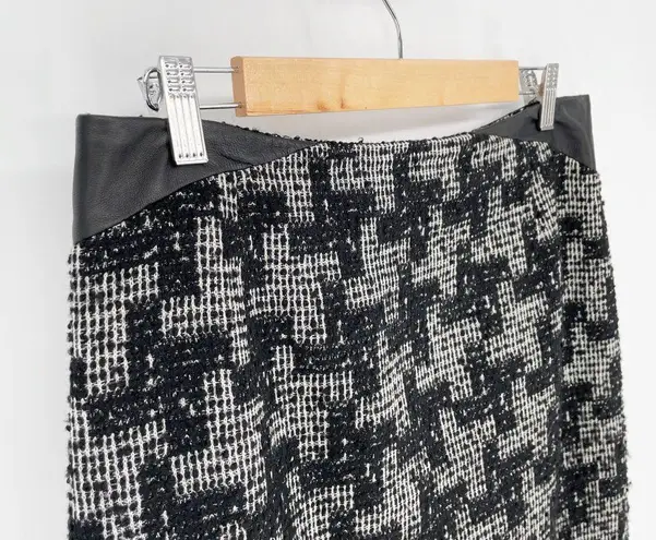 Classiques Entier Classiques Enteir Tweed Pencil Skirt Leather Trim Black and White Women's 10