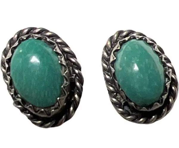Vintage Sterling Silver Natural Turquoise Post Earrings