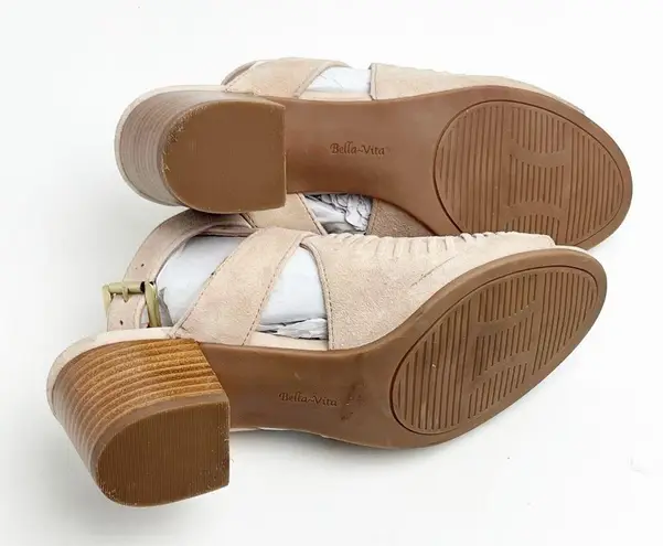 Bella Vita Pink Leather Upper Ankle Straps Open Toe Chunky Heel Sandals, Size 7