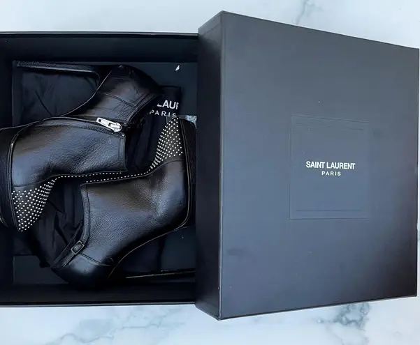 Saint Laurent Janis women’s leather studded ankle boot size IT 36.5 US 6.5