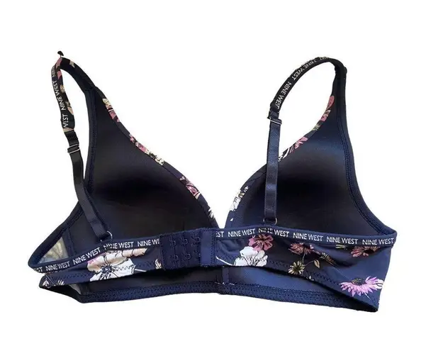 Nine West  Intimates Navy Blue Floral Print Wire Free Bra Women's Size 34C NWT