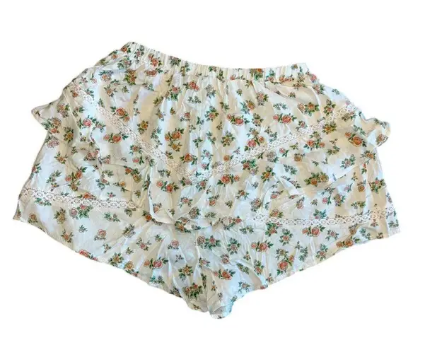 Kirious LA Vintage Floral Lace Trim Shorts Cottagecore Romantic Loungewear F33