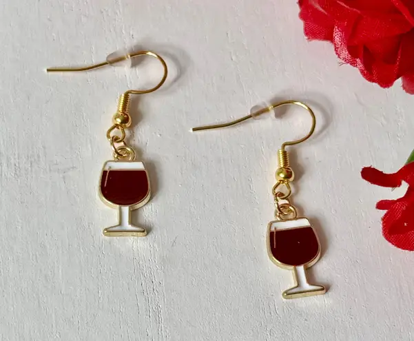 Red Wine Glass Earrings