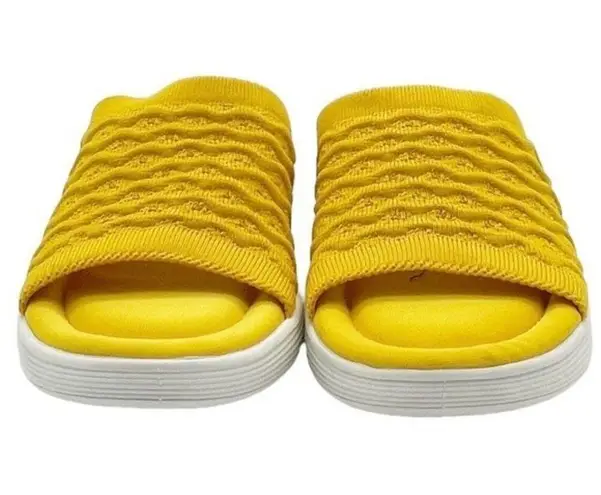 Ryka Nanette Stretch Knit Slide Demi-Wedge Slip-On Sandal Yellow White Size 9.5
