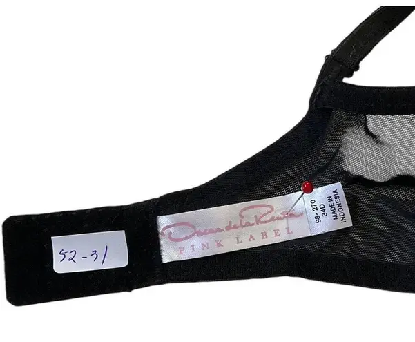 Oscar de la Renta Navy Blue Demi Lace Pink Label Bra Women Size 34D | 52-31