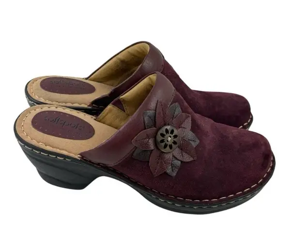 *Softspots Lara Clog Womens 9.5W Burgundy Leather Comfort Cushion Boho Coastal Red Size 9.5