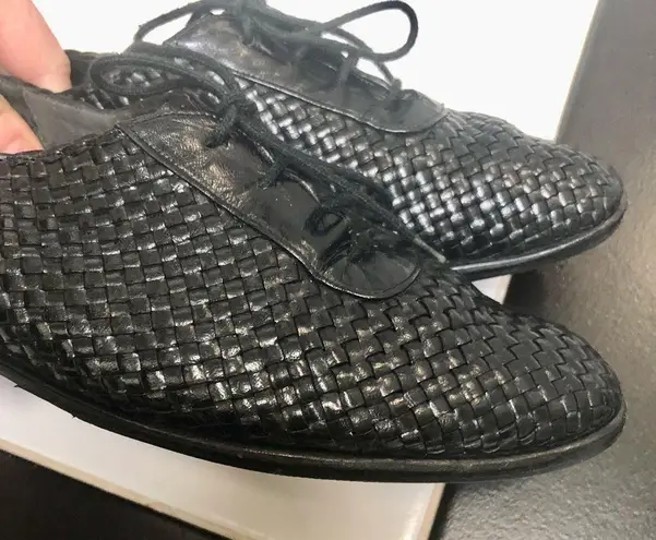 Bally Vintage 60s of Switzerland Leather Basket Weave Lace Up Loafers Unique 7.5