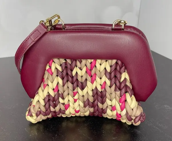THEMOIRÈ Braided Cabernet Motif Mini Pochette With Removable Shoulder Straps Pink