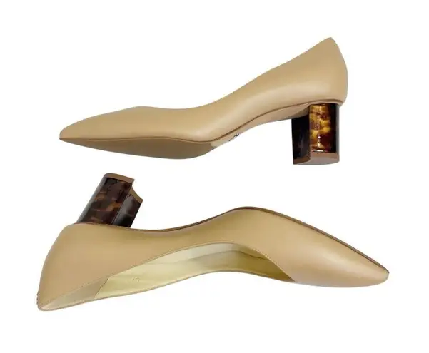 Sarah Flint NWT Perfect Emma Pumps Women’s Size 10 Sand Calf Leather Block Heel Tan