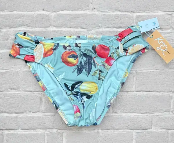 Kona Sol Womens Small Double Tab Medium Coverage Hipster Bikini Bottom Beachwear