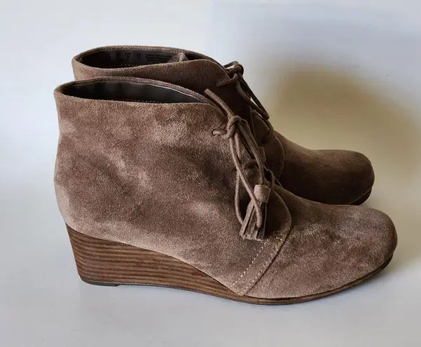 Dr. Scholls Dakota Stucco Suede Lace Up Wedge Booties Size 8