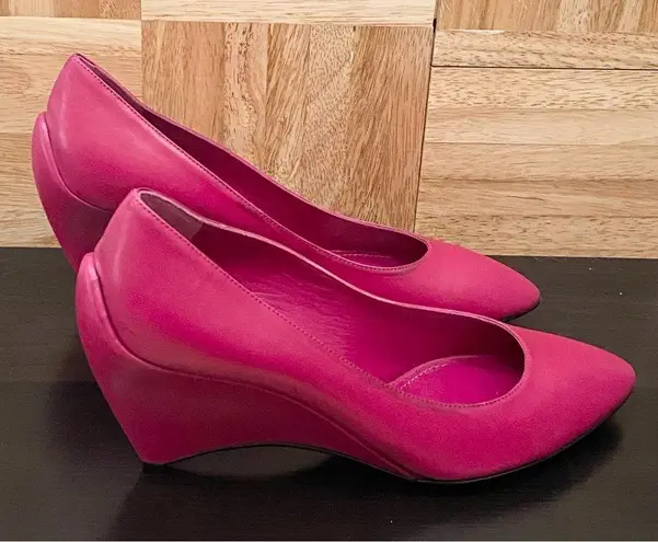 Jil Sander Fuchsia Leather Wedge Pump Size 39