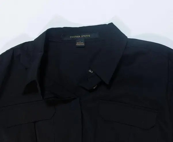 Cynthia Steffe NEW Maya Solid Black Collared Button Down Fit Flare Shirtdress 2