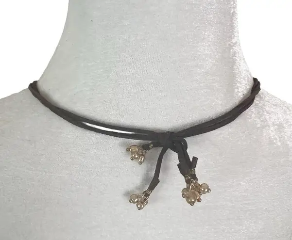 New Chipped White Marble Rock Stone Leather Strand Necklace