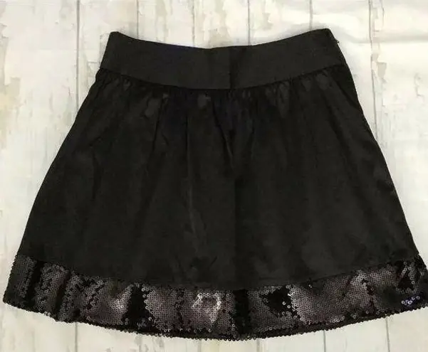 Studio Y Women's STUDIO‎ Y Solid Black Satin & Sequin A-line Skirt, Cotton Blend Sz:S NWT