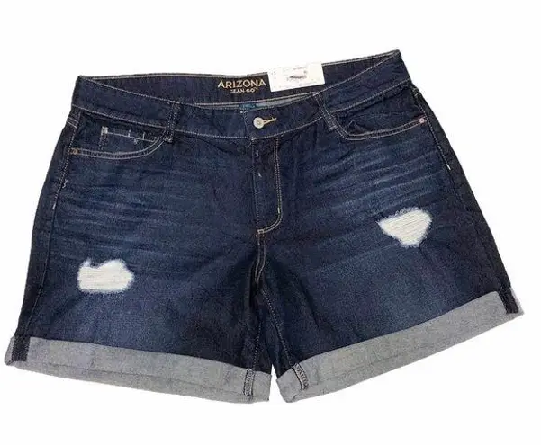 Arizona Jeans Arizona Jean Co Size 17 Shorts Jean Boyfriend 6” Dark Wash Blue Distressed NEW