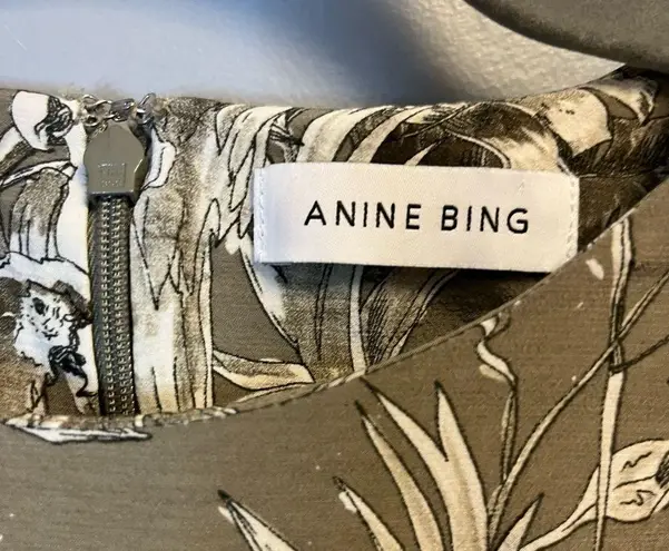 ANINE BING Dress Kaine Mini Dress in Green Tropical Floral Print Sz S GUC