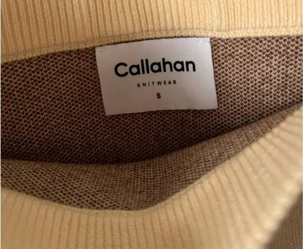 NWT Callahan Knitwear Womens Cream Brown Halterneck Crop Top Skirt Set Size S