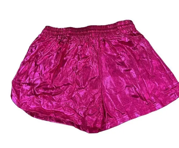 None Bright pink shimmery metallic large junior shorts with drawstring and pockets thumbnail 5