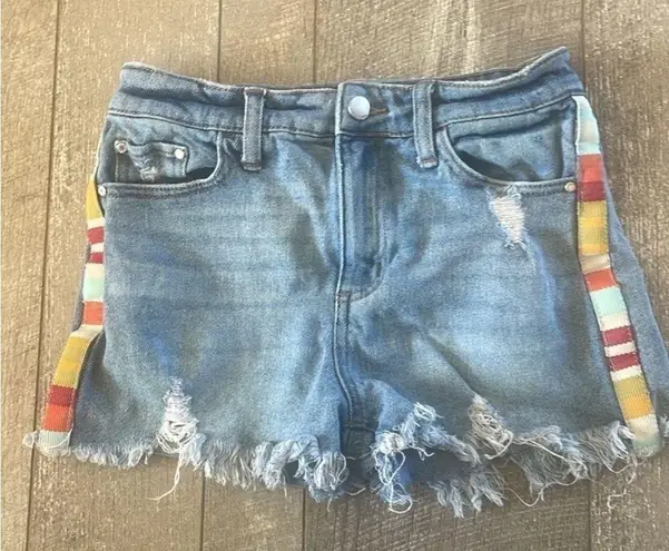 Tinseltown  Size 3 Bohemian Style Side Stripe Jean Shorts. thumbnail 6