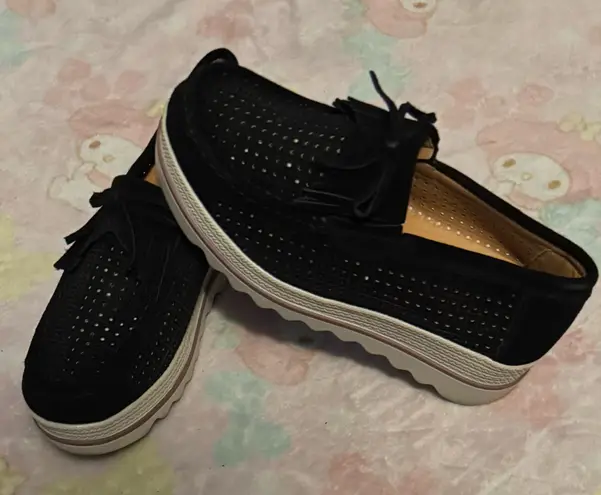 Black suede platform loafers 8 NEW