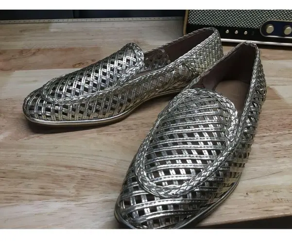 Aerosoles Tailored Nagle Loafers Women's 7 Silver Woven Leather Comfort Flats