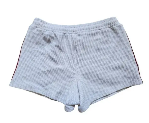 Kappa Short Booty Shorts Women Large White Cotten Blend Logo Drawstring Gym FLAW