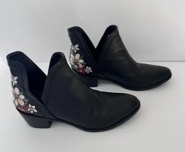 Bala Di Gala Black Leather Floral Flower Booties Boots Women’s Size 7 Mexico