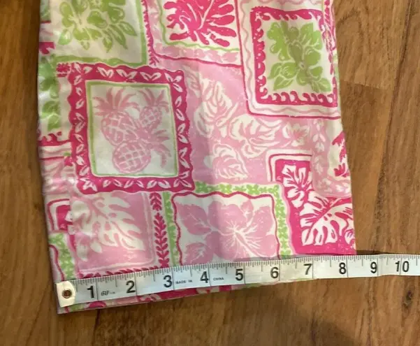 Island Republic Funky Pink Hawaiian Print Cropped Pants Sz 8 Cotton Stretch