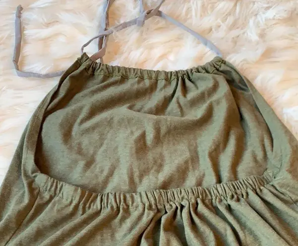Poor pitiful pearl army green cotton halter top.
