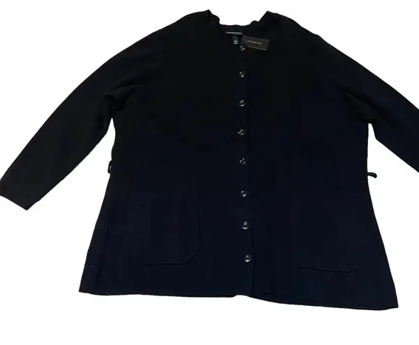 Lane Bryant  Glamour Black Button Front Patch Pocket Cardigan Sweater 26/28 New