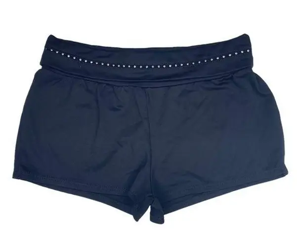 MotionWear ⍟ Roll Down Dance Gymnastics Short Shorts ⍟ Black Rhinestone ⍟ Small