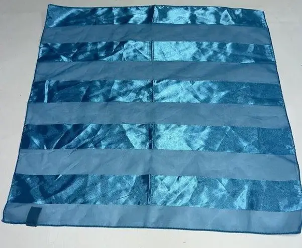 Square Scarf Turquoise Blue Striped 20" Silk Feel Polyester Womens Kusan Trading