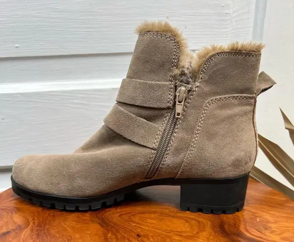 Treasure & Bond Taupe Pacey Suede Ankle Bootie Size 9M Faux Fur Lined