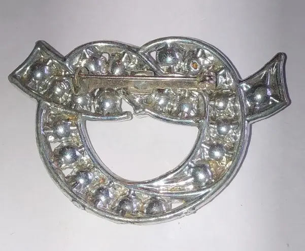 Elegant Vintage Silver Tone CZ Rhinestone Bow Brooch