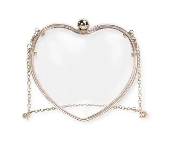 SOTM ❤︎︎ Heart Shaped Clear Acrylic Evening Clutch Bag ❤︎︎ Gold Chain Strap ❤︎︎