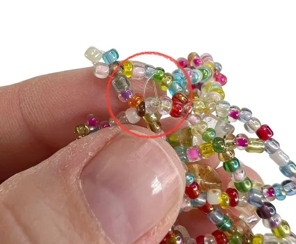 Colorful Glass Chip & Seed Beaded Lattice Stretch Wide Bracelet
