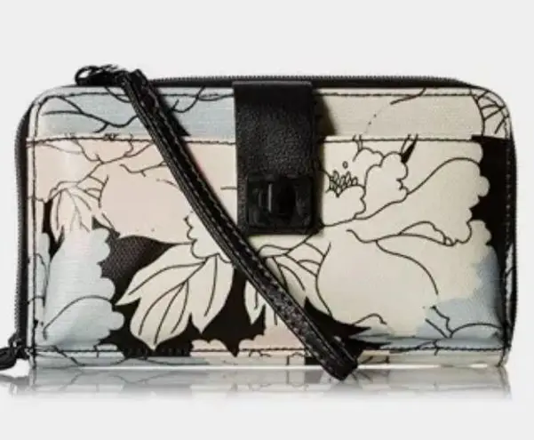 Sakroots Large Smartphone Black Peony Artist Circle Clutch Bag