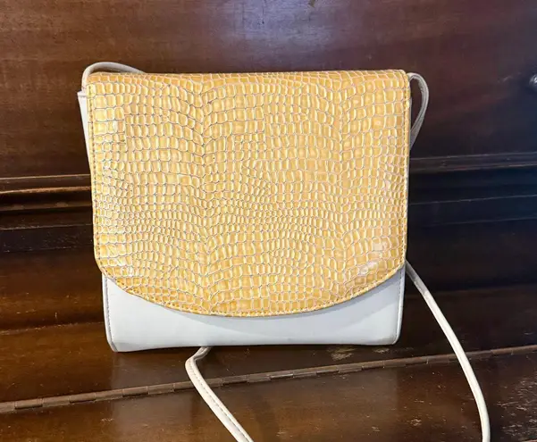 Vintage Faux Snakeskin Crossbody Purse Yellow