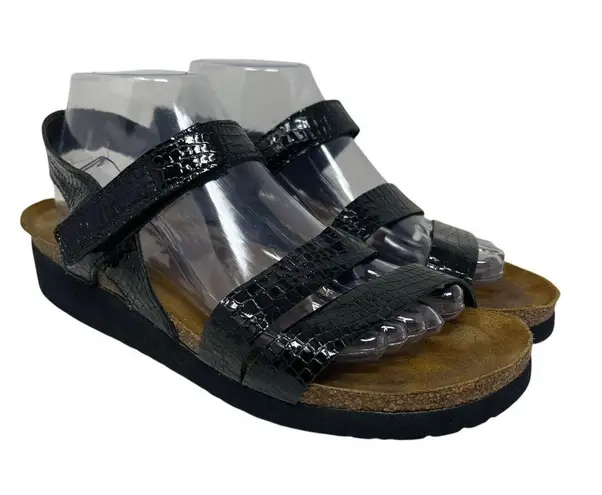 Women’s Naot Kayla Black Croc Embossed Comfort Sandal 41/10
