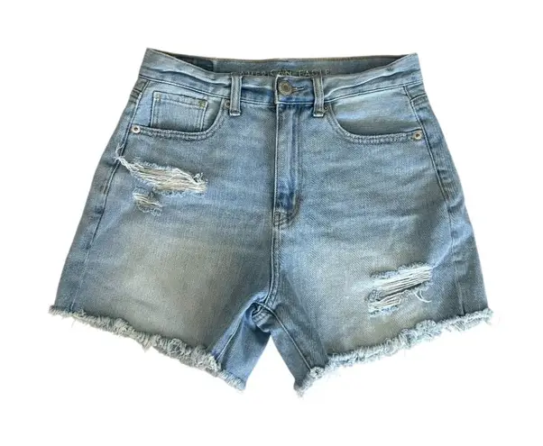 AMERICAN EAGLE Light Wash Distressed Denim Shorts Size 2 Blue