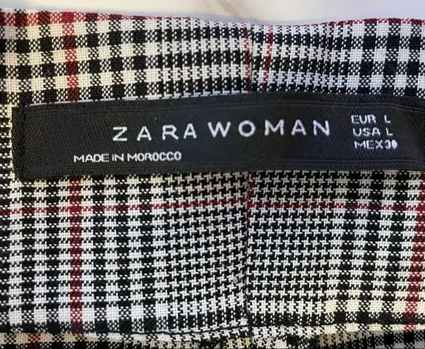 ZARA  Women Glenn Plaid Turned Up Large Cuff Dress Pants NWOT -L