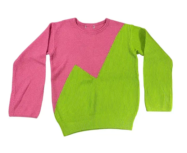 Lime Green and Hot Pink Combo Mismatched Sweater M Size M