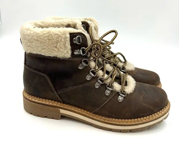 Alpine Design Holly Boots Brown Nubuck Leather Faux Shearling Ankle Booties