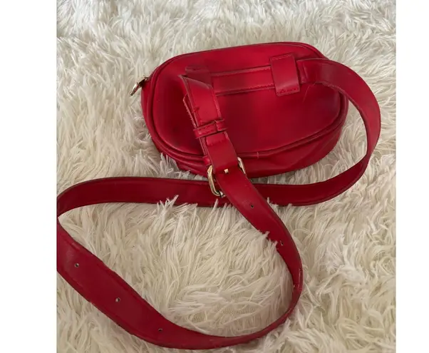 Bebe Los Angeles Red Quilted Chevron Belt Bag Crossbody Fashion Purse