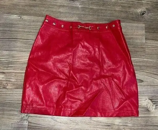 Forever 21 Red Leather Mini Skirt Red Size 26