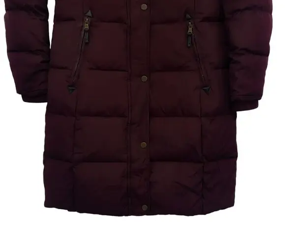 Ralph Lauren  Quilted Puffer Down Coat Fur Hood Jacket Parka XS Pinot Noir XS