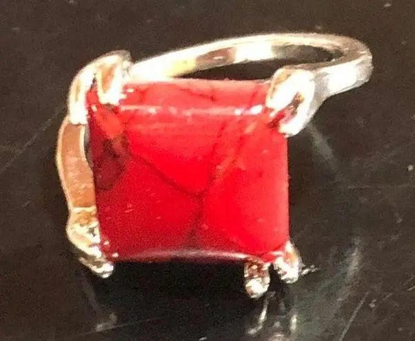 Ruby New Opaque Silver Ring Size 6 1/2